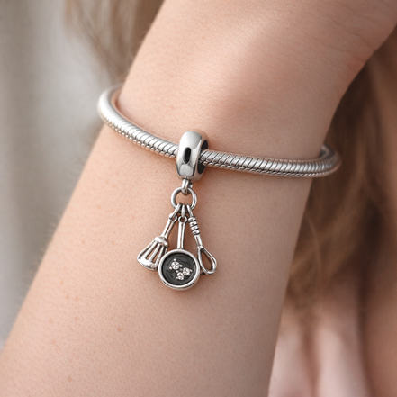 Silver Handbag Dangle - Little Handbag Dangle Charm — worn on wrist