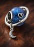 Blue Planet Dangle - Blue Planet Moon Dangle Charm — display on walnut