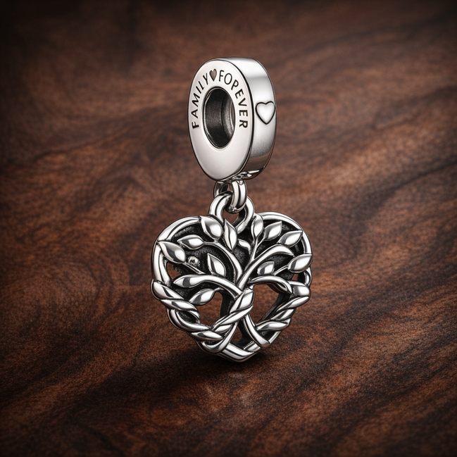 Silver Snowflake Dangle - Crystal Snowflake Dangle Charm — display on walnut