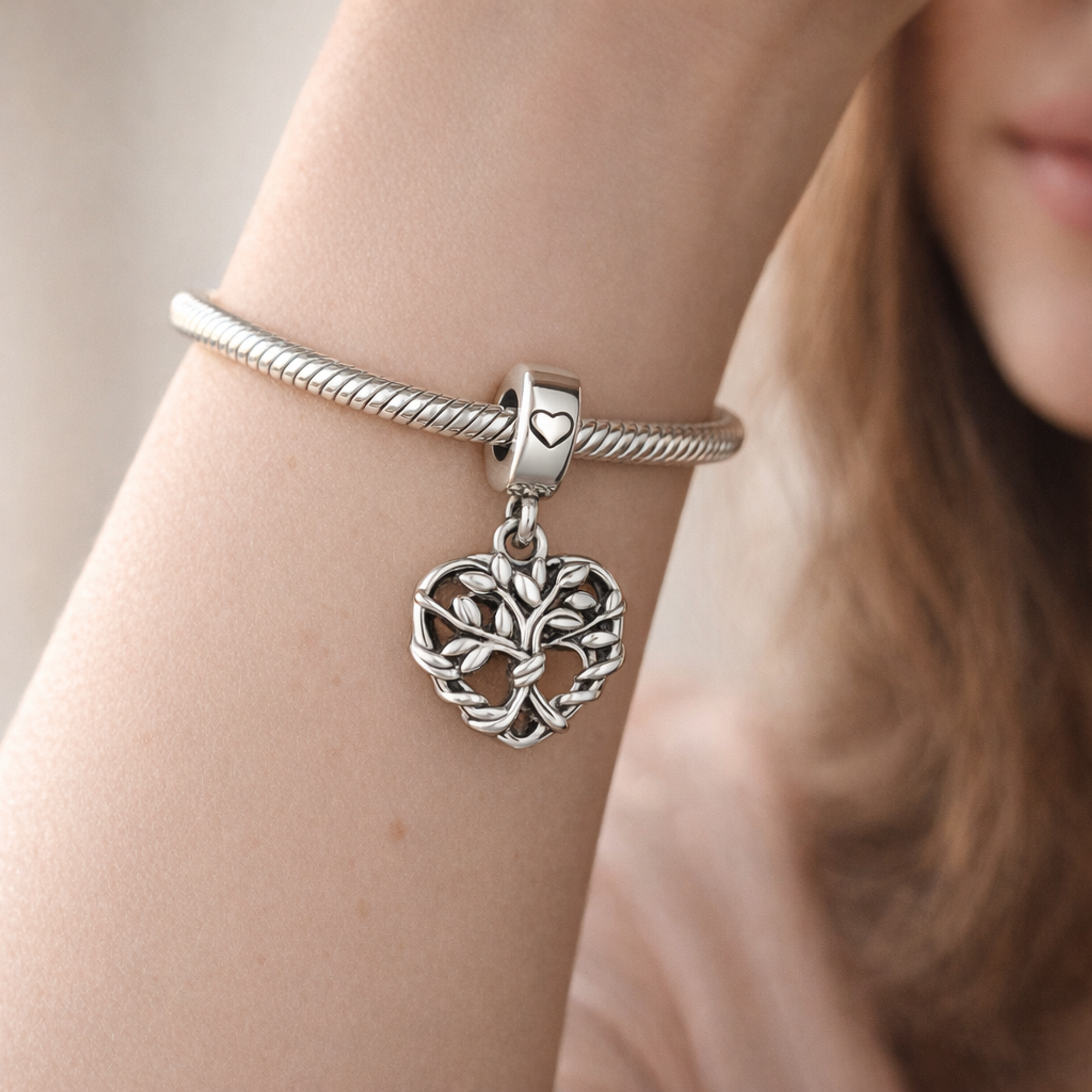 Silver Snowflake Dangle - Crystal Snowflake Dangle Charm — worn on wrist