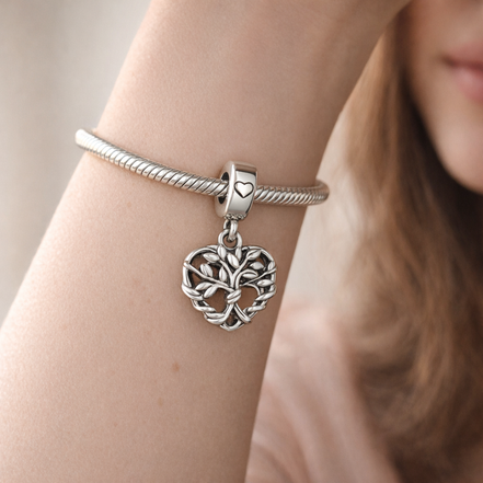 Silver Snowflake Dangle - Crystal Snowflake Dangle Charm — worn on wrist