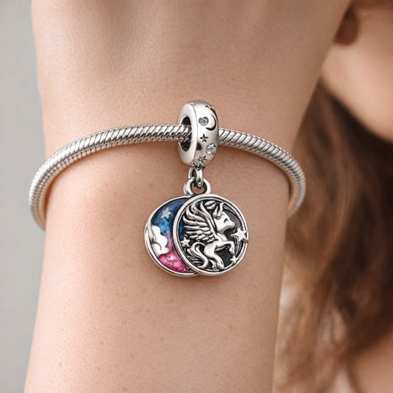 Unicorn Moon Dangle - Unicorn Crescent Moon Dangle — worn on wrist