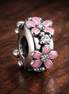 Pink Flower Spacer - Pink Daisy Garden Spacer Charm — display on walnut