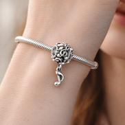 Silver Music Note Dangle - Treble Note Music Dangle Charm — worn on wrist