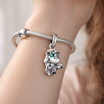 Skater Unicorn Charm - Playful Unicorn Skate Charm — worn on wrist