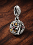 Long Haired Princess Colored Stones - Sterling Silver Long Haired Princess Dangle Charm With Colored Stones — display on walnut