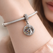 Long Haired Princess Colored Stones - Sterling Silver Long Haired Princess Dangle Charm With Colored Stones — worn on wrist