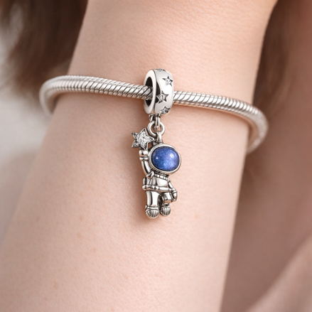 Astronaut Blue Planet Dangle Charm - Astronaut Blue Planet Dangle Charm — worn on wrist