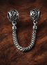 Silver Star Safety Chain Charm - Silver Star Safety Chain Charm — display on walnut