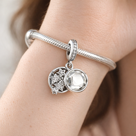 Star Crystal Orb Dangle Charm - Star Crystal Orb Dangle Charm — worn on wrist
