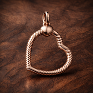 Rose Heart Clasp Charm - Rose Heart Clasp Charm — display on walnut