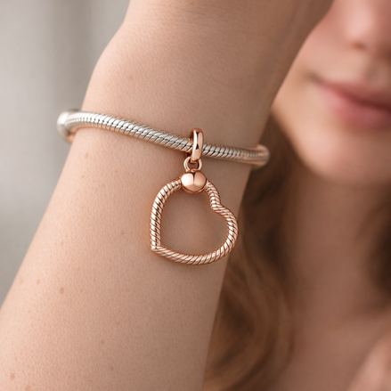 Rose Heart Clasp Charm - Rose Heart Clasp Charm — worn on wrist