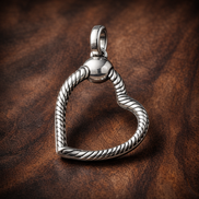 Pandora Moments Heart Charm Pendant Necklace — display on walnut
