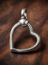 Pandora Moments Heart Charm Pendant Necklace — display on walnut