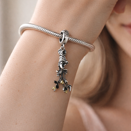 Princess In Golden Ballgown - Princess In Golden Ballgown Dangle Charm — worn on wrist