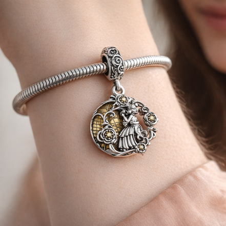 Disney Beauty and the Beast Dancing Dangle Charm — worn on wrist