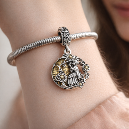 Disney Beauty and the Beast Dancing Dangle Charm — worn on wrist