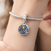 Crescent Moon & Star Night Sky - Crescent Moon & Star Night Sky Dangle Charm — worn on wrist