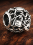 Openwork Chain Link Padlock Charm — display on walnut