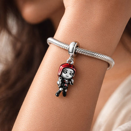 Black Widow Character Dangle Charm - Black Widow Character Dangle Charm — worn on wrist