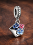 Envelope with Flowers Dangle Charm - Envelope with Flowers Dangle Charm — display on walnut
