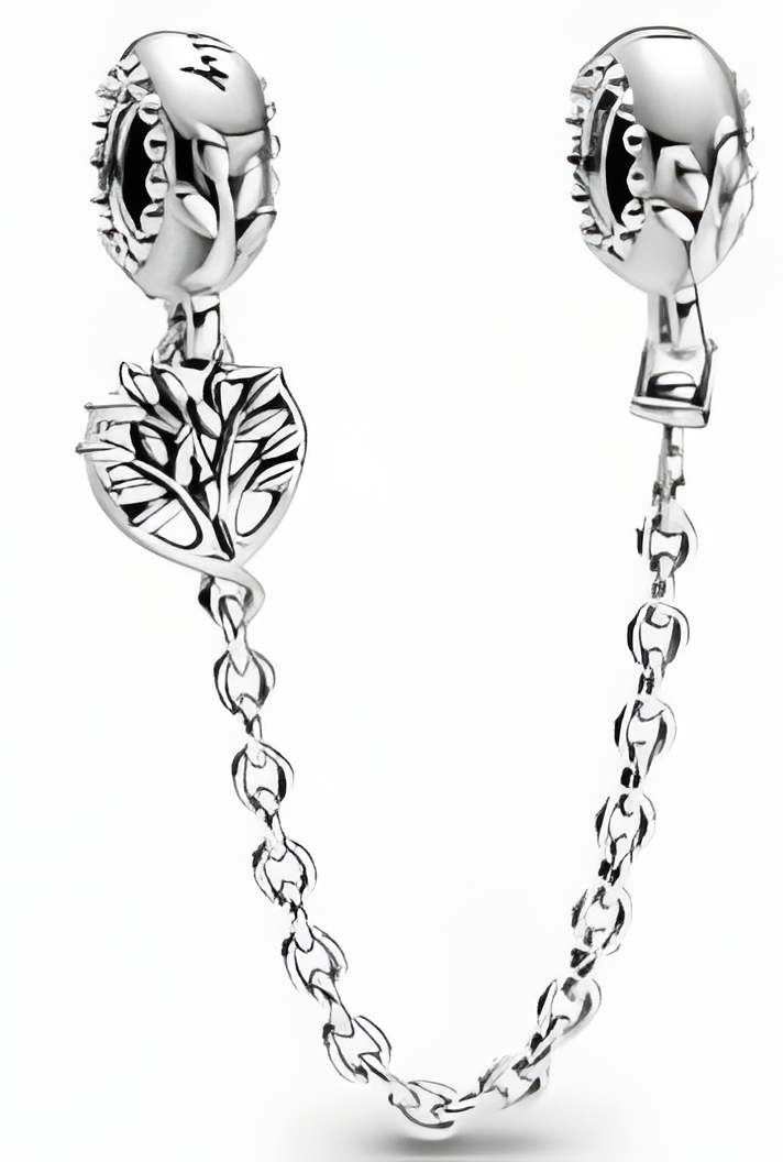 Sterling Silver Family Tree Safety Chain Charm