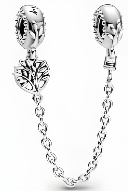 Sterling Silver Family Tree Safety Chain Charm