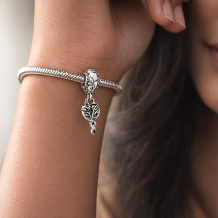Rosebud Safety Chain Charm - Rosebud Safety Chain Charm — worn on wrist