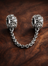 Silver Leaf Safety Chain Charm - Silver Leaf Safety Chain Charm — display on walnut