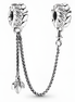 Sterling Silver Leaf & Feather Safety Chain Charm