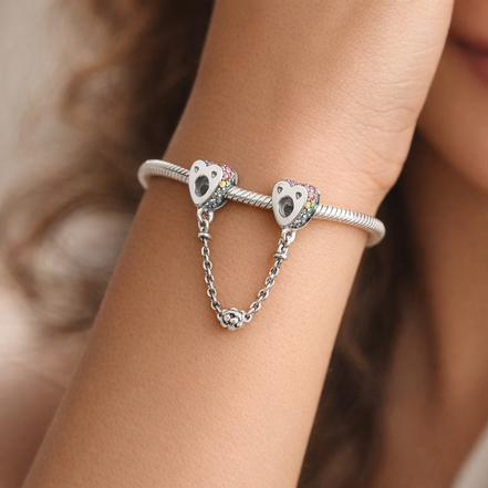 Rainbow Arc Safety Chain Charm - Rainbow Arc Safety Chain Charm — worn on wrist