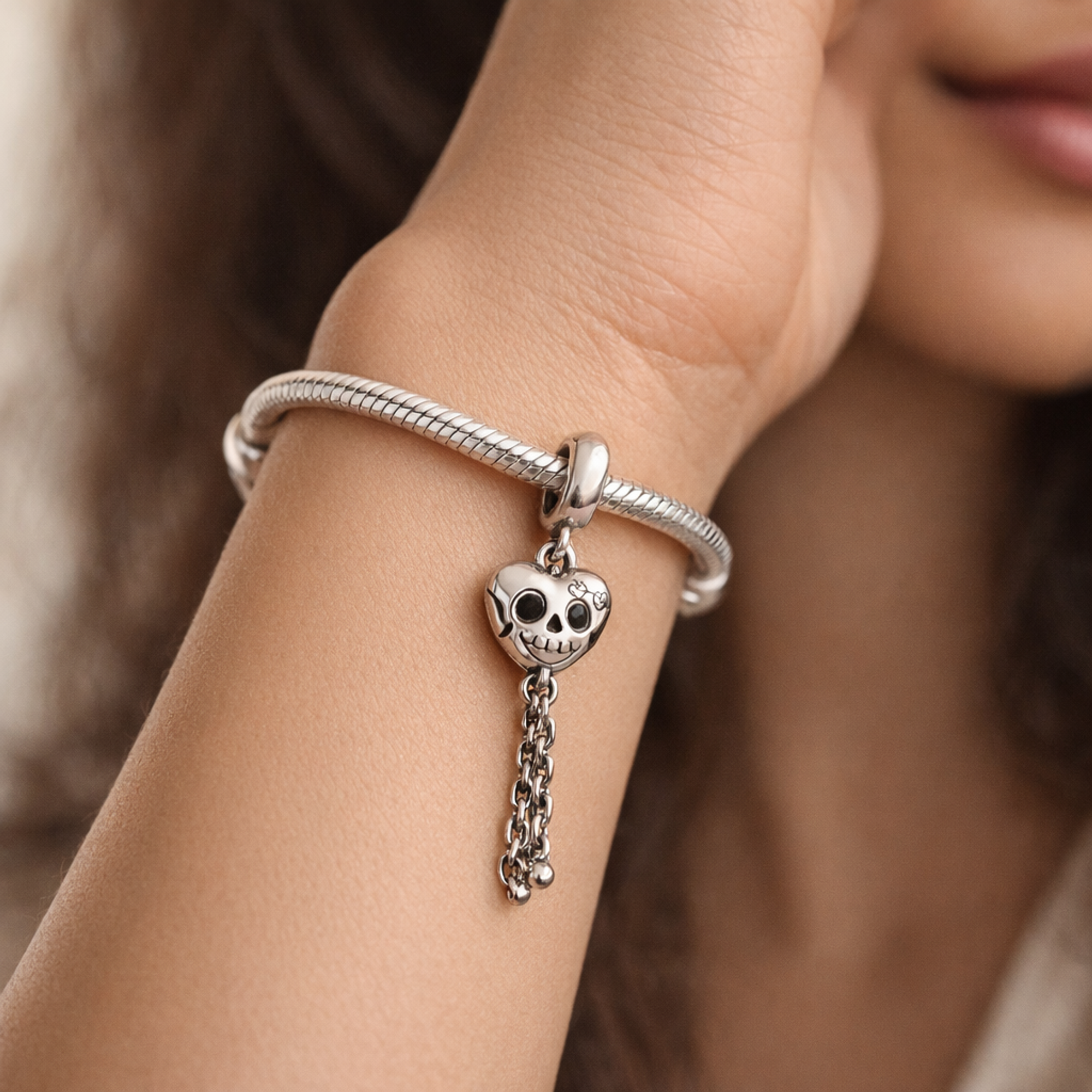 Bow Safety Chain Charm - Bow Safety Chain Charm — worn on wrist