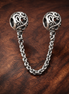 Scroll Heart Safety Chain Charm - Scroll Heart Safety Chain Charm — display on walnut