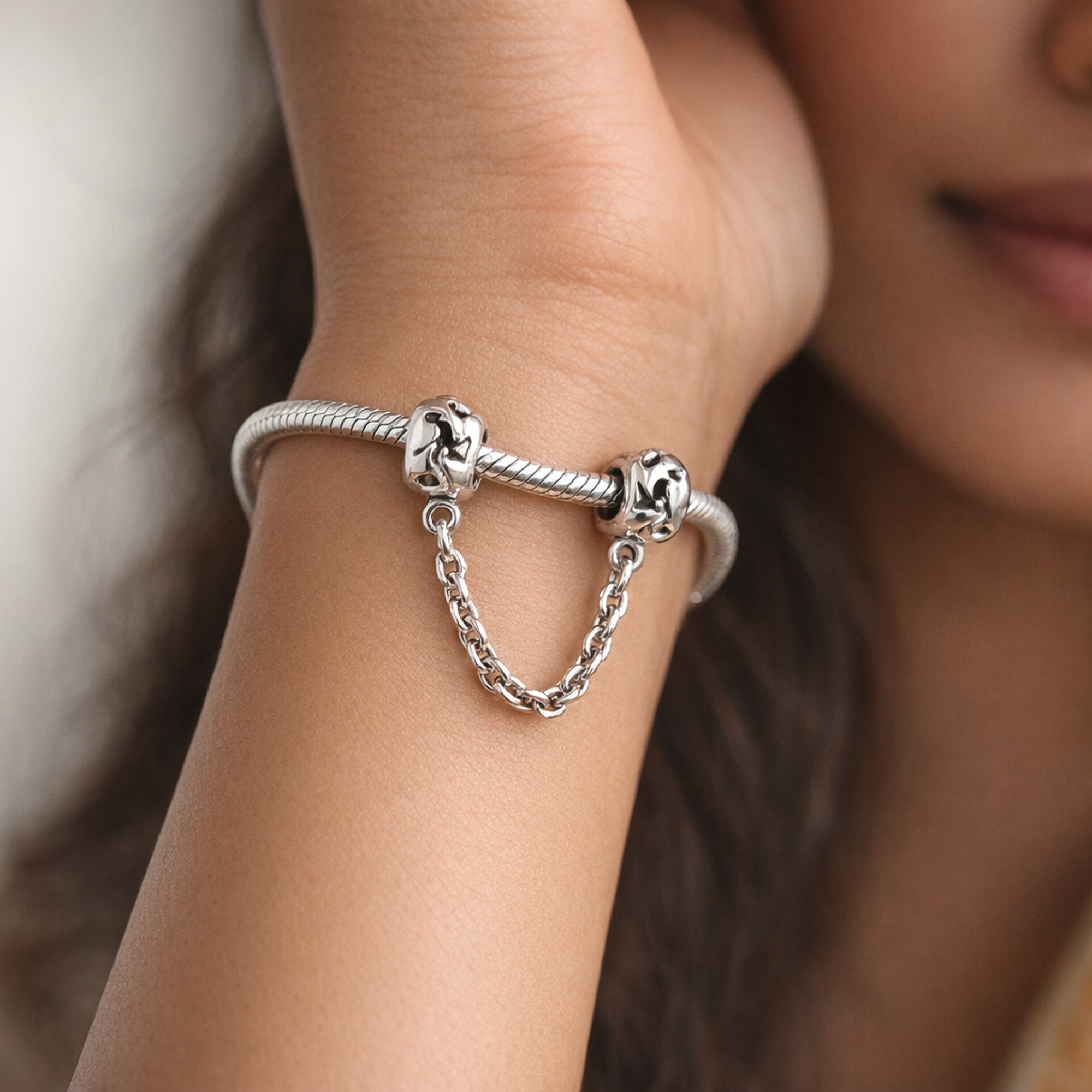 Sparkle Drop Safety Chain Charm - Sparkle Drop Safety Chain Charm — worn on wrist