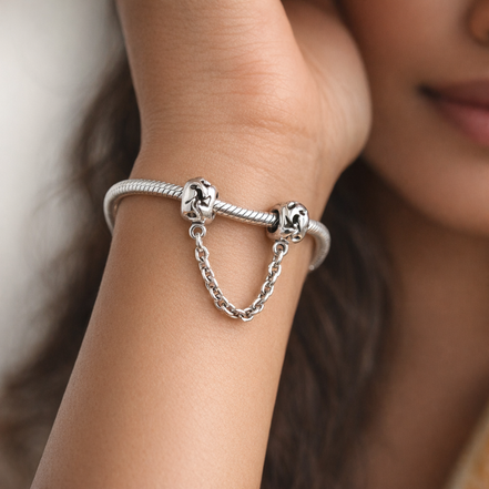 Sparkle Drop Safety Chain Charm - Sparkle Drop Safety Chain Charm — worn on wrist