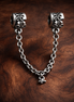 Silver Floral Safety Chain Charm - Silver Floral Safety Chain Charm — display on walnut