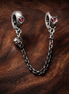 Pink Heart Safety Chain Charm - Pink Heart Safety Chain Charm — display on walnut