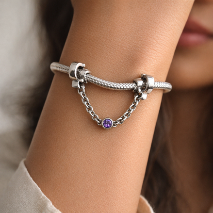 Block Letter Safety Chain Charm - Block Letter Safety Chain Charm — worn on wrist