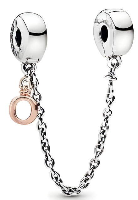 Sterling Silver and Rose Gold Plated O Safety Chain Charm