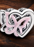 Disney Minnie Mouse Mom Heart Charm — display on walnut