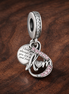 Love Note Heart Dangle Charm - Love Note Heart Dangle Charm — display on walnut