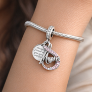Love Note Heart Dangle Charm - Love Note Heart Dangle Charm — worn on wrist