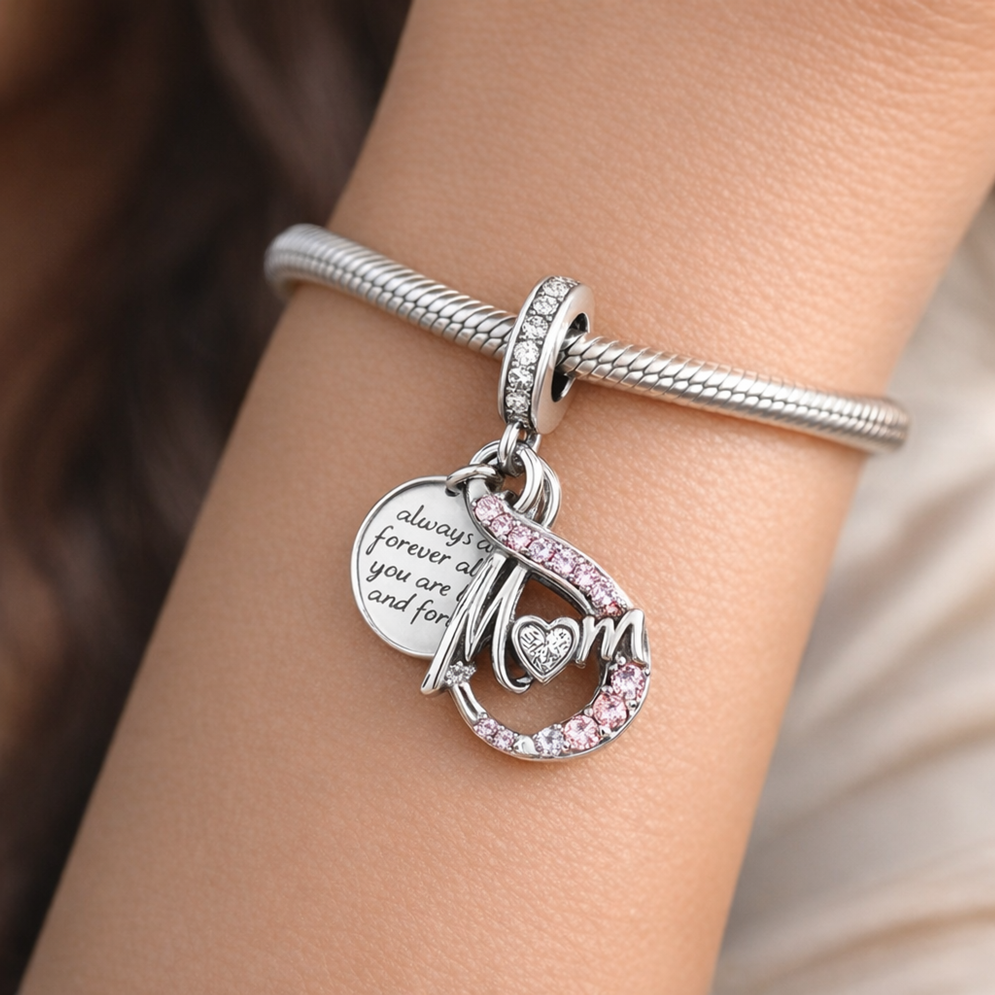 Love Note Heart Dangle Charm - Love Note Heart Dangle Charm — worn on wrist