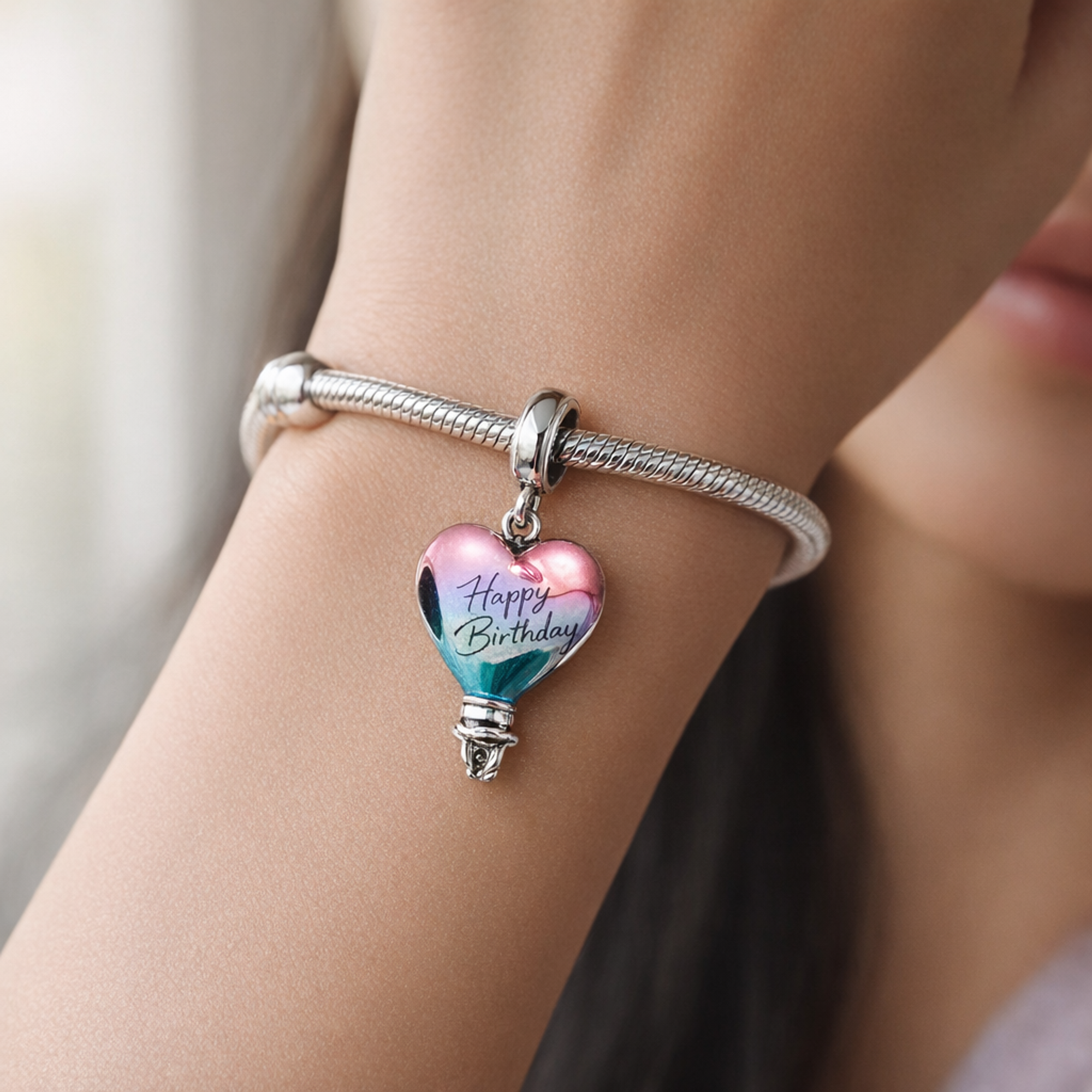 Happy Birthday Hot Air Balloon Charm — worn on wrist