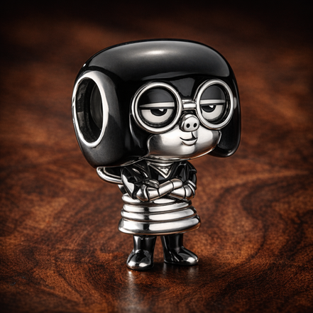 Edna Mode Character Charm - Edna Mode Character Charm — display on walnut