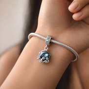 Murano Glass Cute Octopus Dangle Charm — worn on wrist