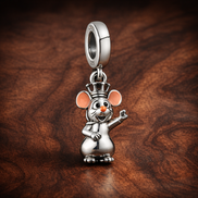 Adorable Chef Mouse - Adorable Chef Mouse Dangle Charm — display on walnut