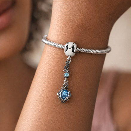 Tiny Blue Stone Stud Set Charm - Tiny Blue Stone Stud Set Charm — worn on wrist