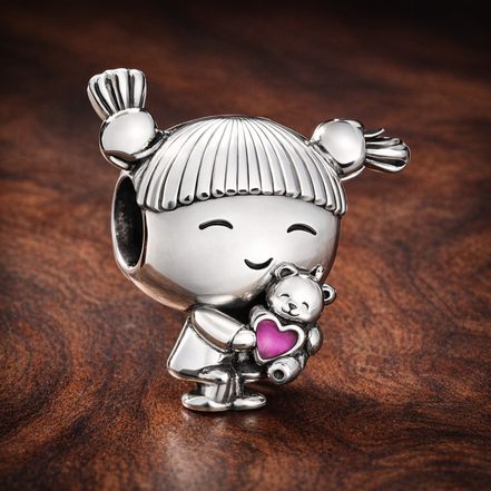 Little Girl Charm — display on walnut