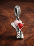 Happy Bday Balloon Dangle Charm — display on walnut